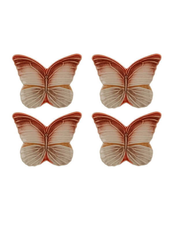 Photo: Bordallo Pinheiro Set Of Four Cloudy Butterflies Dessert Plates