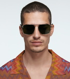 Gucci - Squared aviator-inspired sunglasses