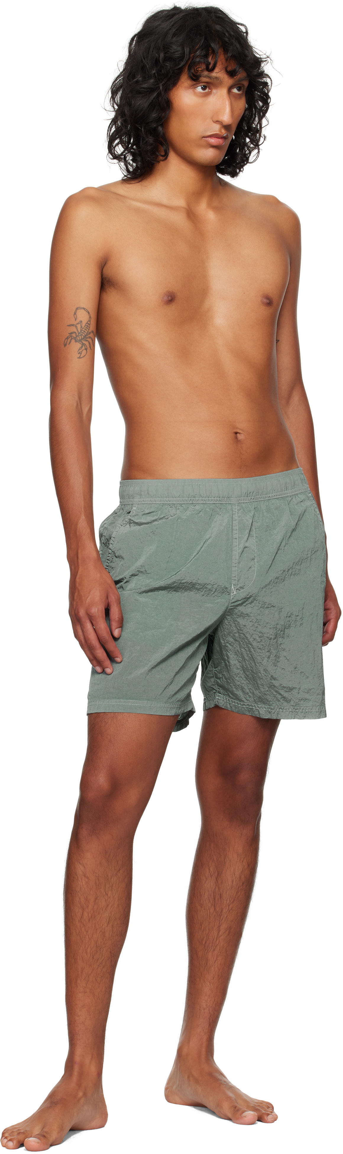 Stone Island Green B0943 Nylon Metal Swim Shorts Stone Island