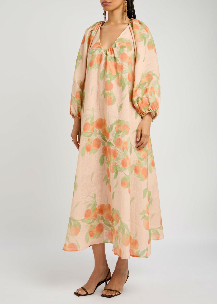 Bernadette Georgette Printed Linen Midi Dress Multi Print