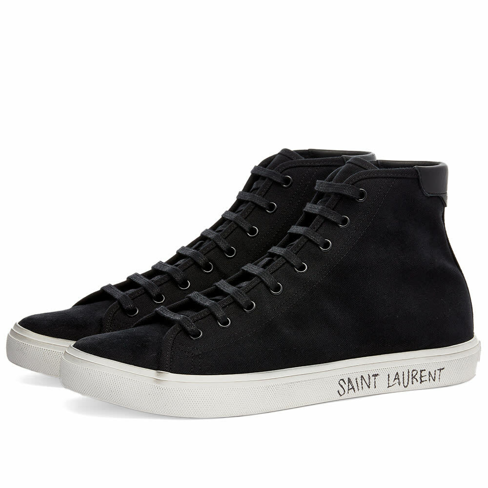 Saint Laurent Men's Malibu Logo Sole Mid Sneakers in Black