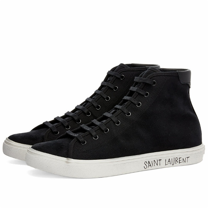Photo: Saint Laurent Men's Malibu Logo Sole Mid Sneakers in Black