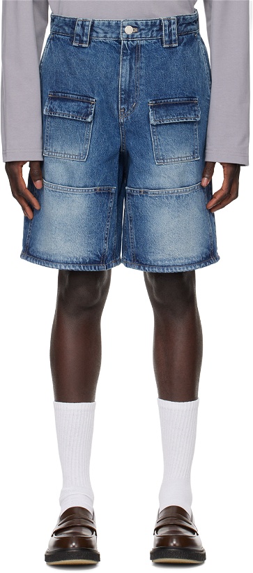 Photo: Solid Homme Blue Pocket Denim Shorts