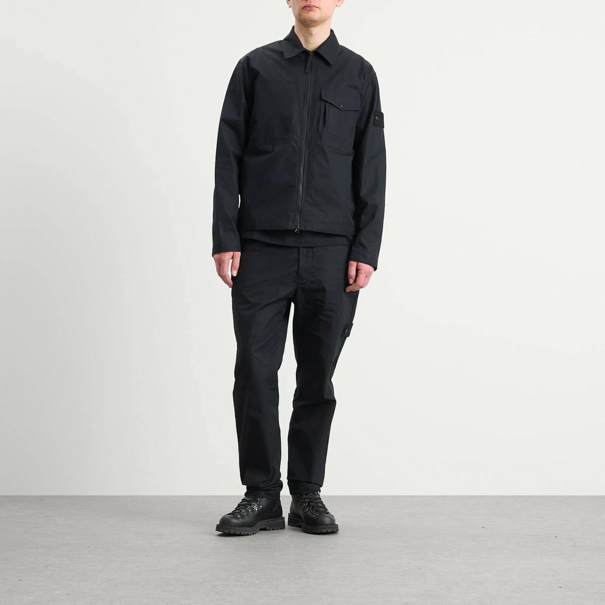 Stone Island Men's Ghost Cotton Canvas Zip Shirt Jacket in Black