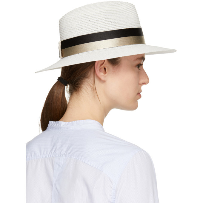 Maison Michel Off-White Straw Henrietta Fedora Maison Michel