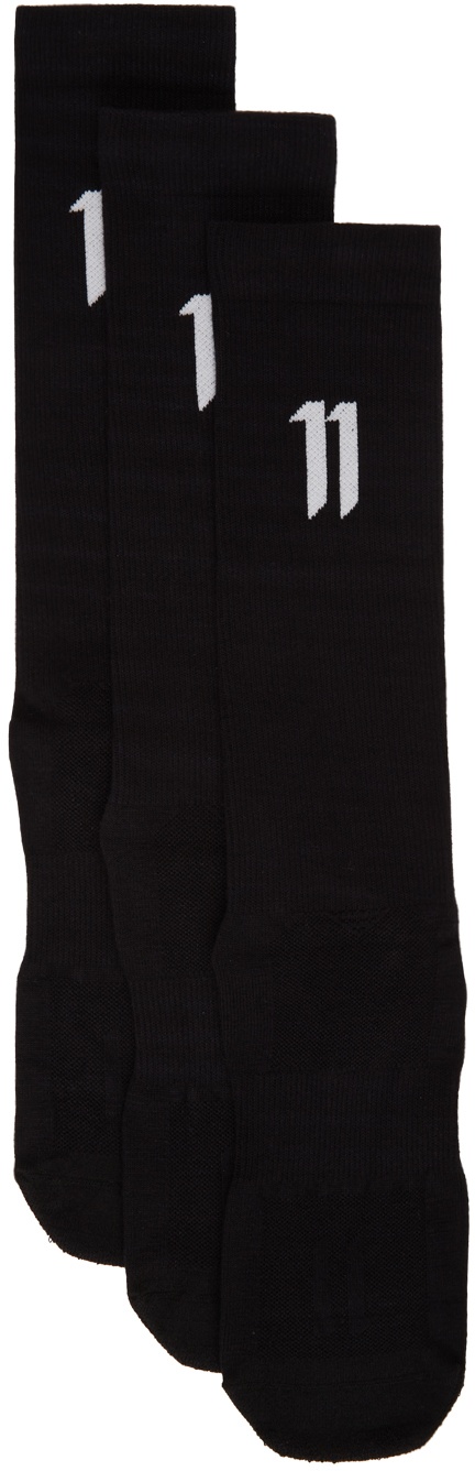 11 by Boris Bidjan Saberi Three-Pack Black Logo '11' Socks