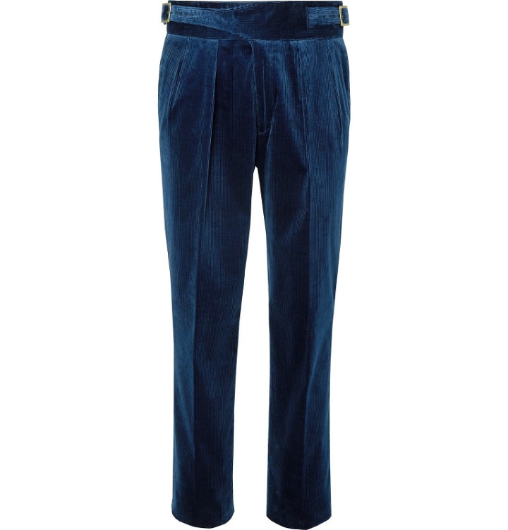 Photo: Rubinacci - Manny Pleated Cotton-Blend Corduroy Trousers - Blue