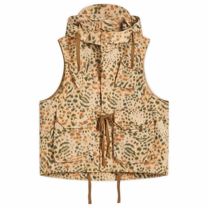 Photo: Engineered Garments Men's Field Vest in Brown Leopard Print