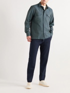 Mr P. - Puppytooth Virgin Wool and Cotton-Blend Overshirt - Blue