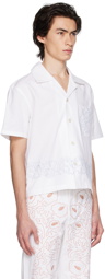 Bode White Zig-Zag Couching Shirt