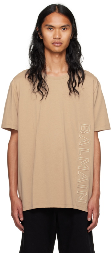 Photo: Balmain Beige Embossed T-Shirt