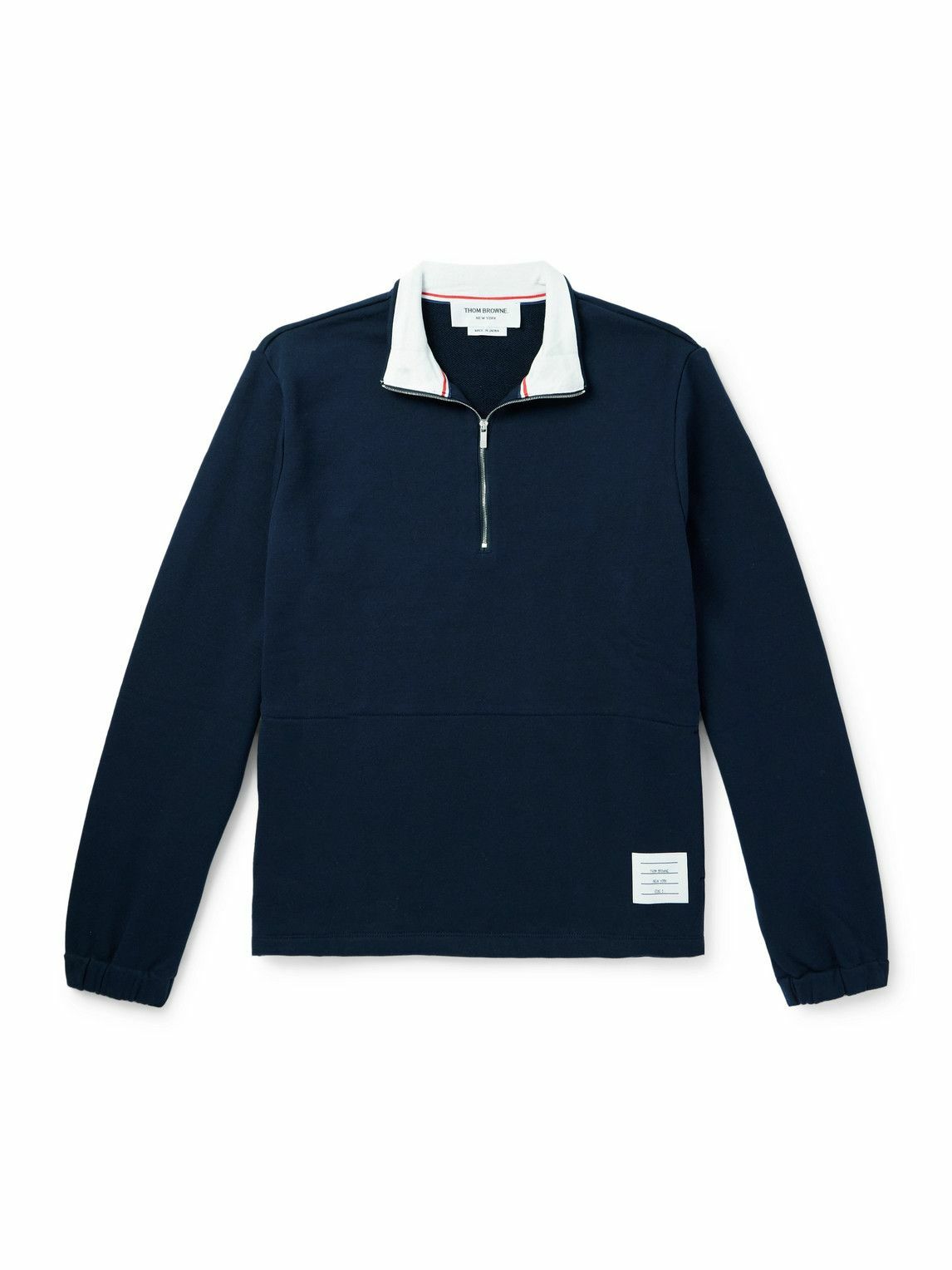 Thom Browne - Logo-Appliquéd Cotton-Jersey Half-Zip