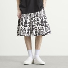 Comme des Garçons Black Men's Cotton Pagowski Shorts in White/Black