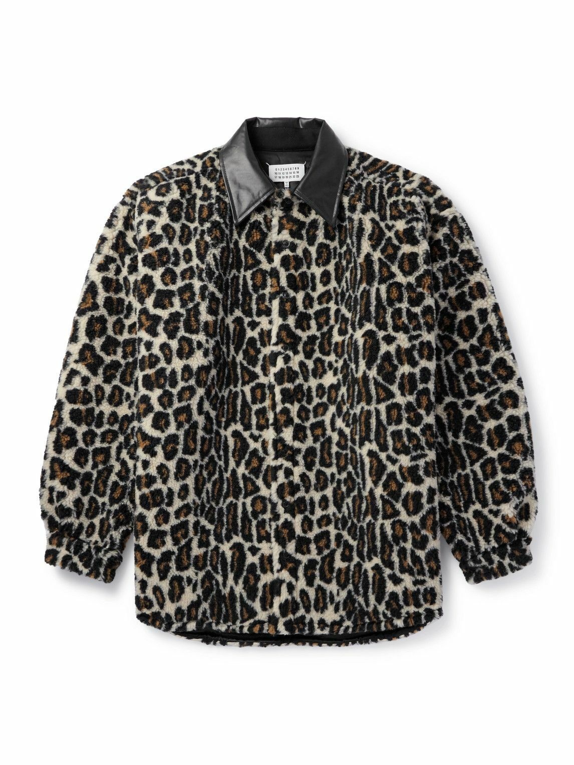 Photo: Maison Margiela - Faux Leather-Trimmed Leopard-Print Faux Fur Shirt Jacket - Brown