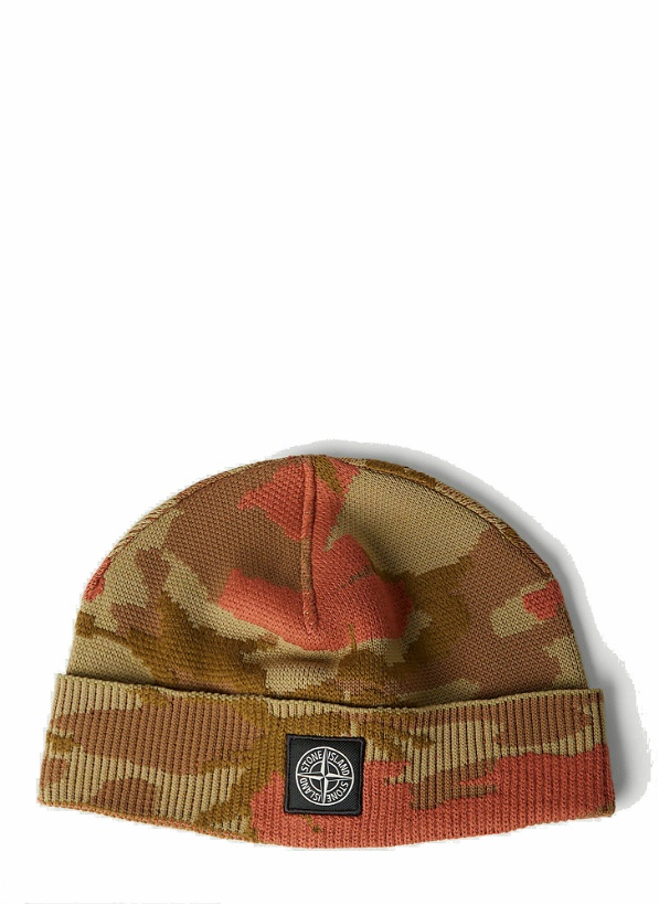 Photo: Logo Patch Camouflage Beanie Hat in Multicolour