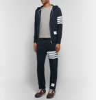 Thom Browne - Slim-Fit Striped Loopback Cotton-Jersey Zip-Up Hoodie - Men - Navy