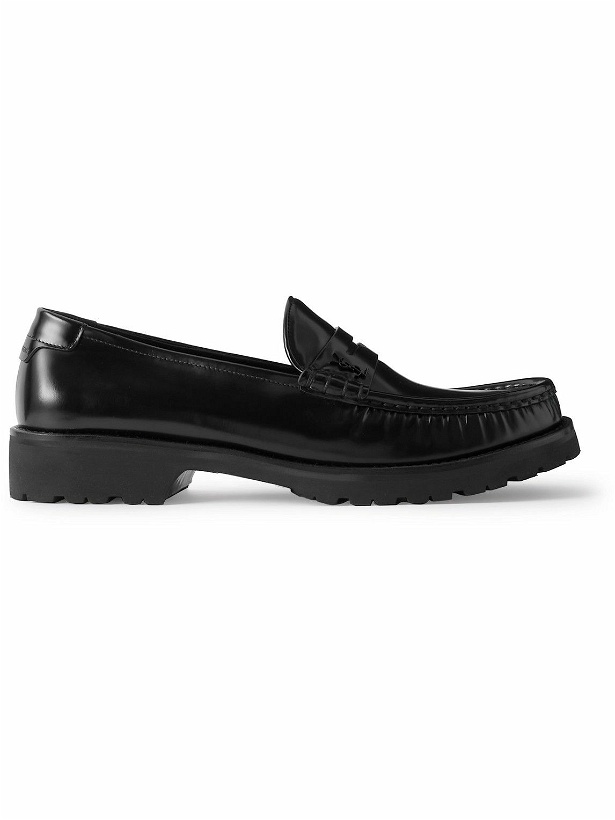 Photo: SAINT LAURENT - Le Loafer Monogram Logo-Appliquéd Leather Penny Loafers - Black