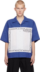 Marni Blue Embroidered Bowling Shirt
