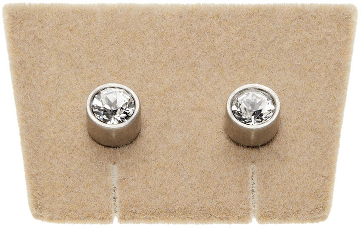 Photo: MM6 Maison Margiela Silver & Beige Flocked Display Single Earring