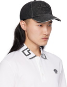 Versace Black Embossed Denim Cap