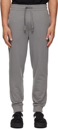Hugo Gray Cuffed Cotton Terry Logo-Print Sweatpants