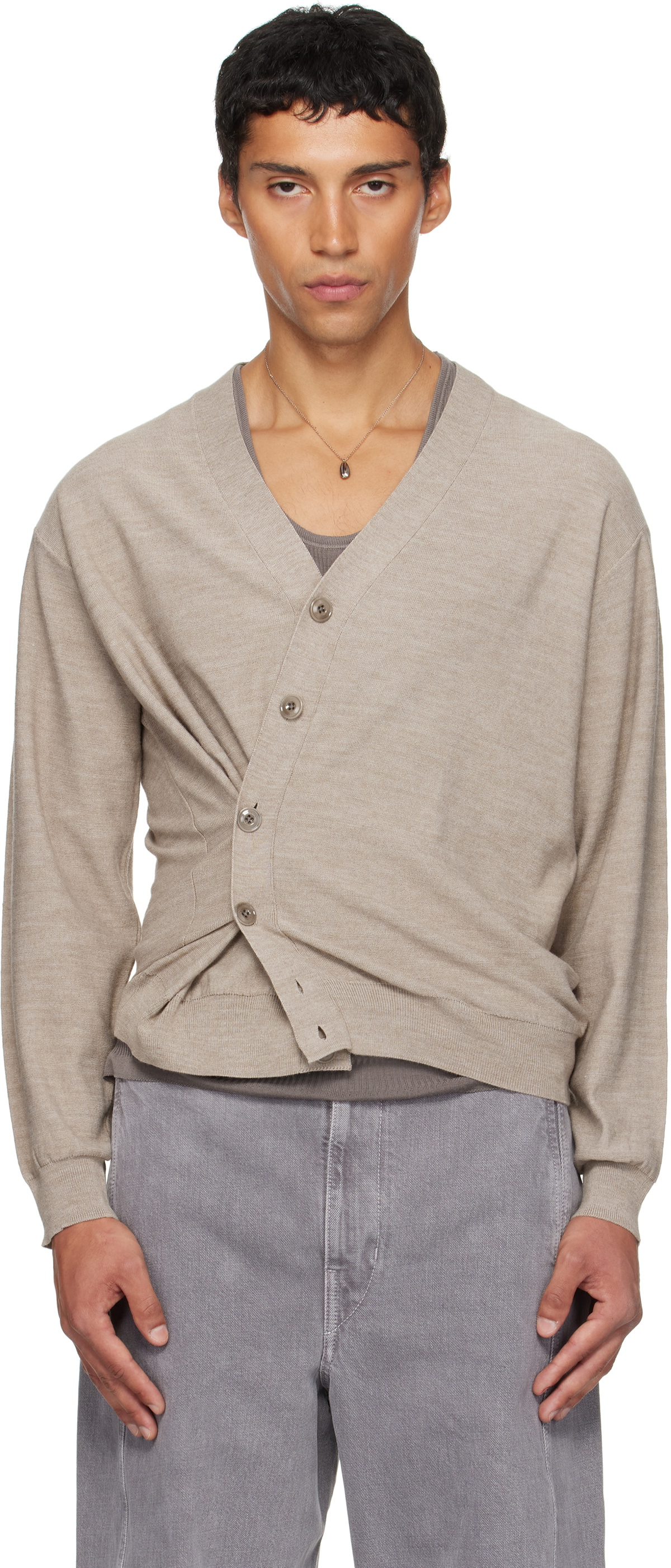 LEMAIRE Khaki Twisted Cardigan Lemaire