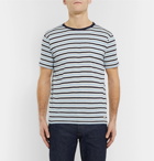 Armor Lux - Héritage Striped Cotton and Linen-Blend T-Shirt - Navy
