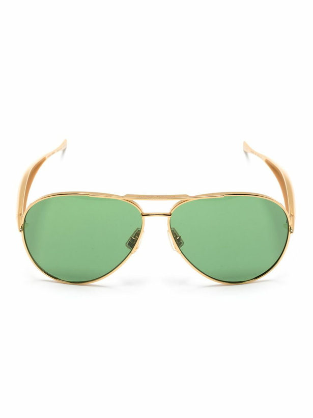 Photo: Bottega Veneta Eyewear Gold-Tone Sardine Pilot-Frame Sunglasses