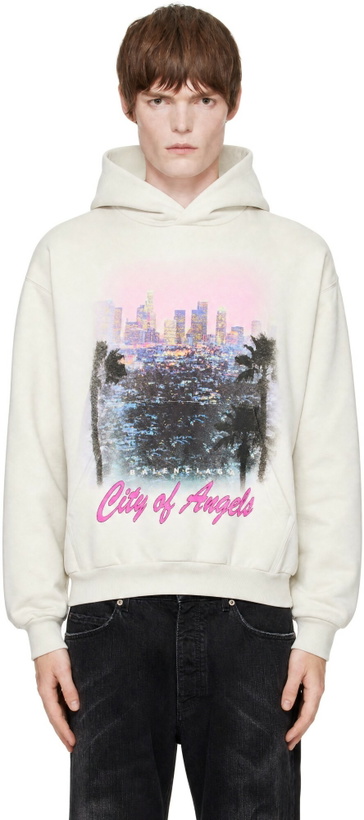 Photo: Balenciaga Beige 'City Of Angels' Medium Fit Hoodie