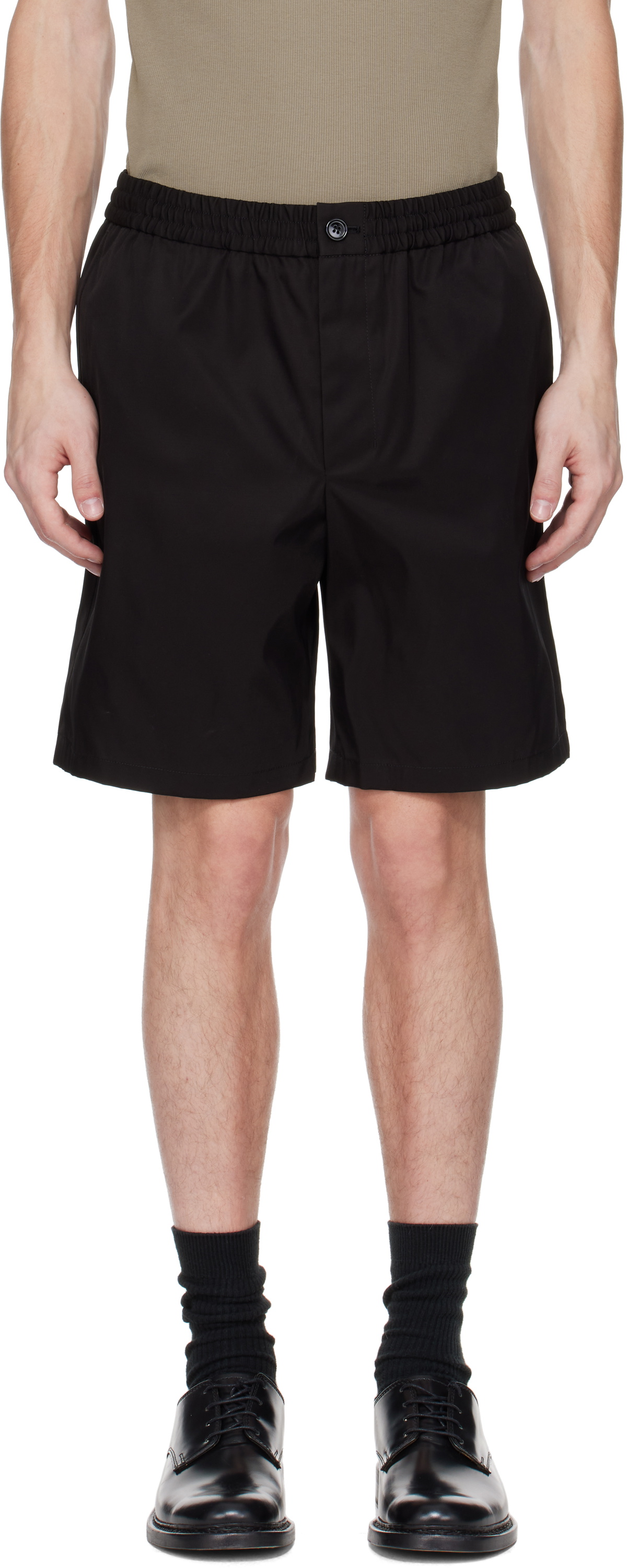 AMI Paris Black Twill Shorts