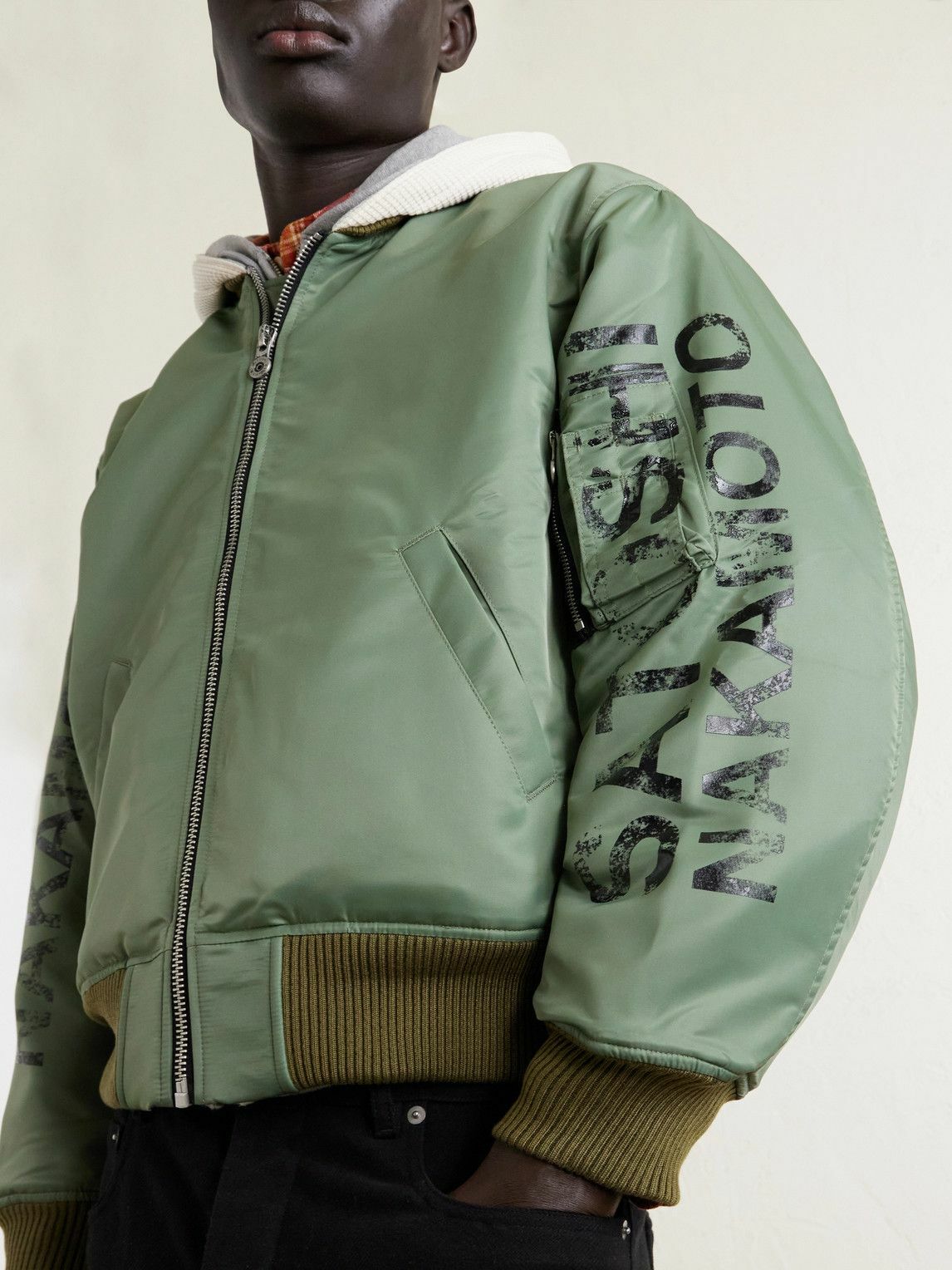 Satoshi Nakamoto - Abandoned Theme Park Printed Shell Bomber Jacket - Green