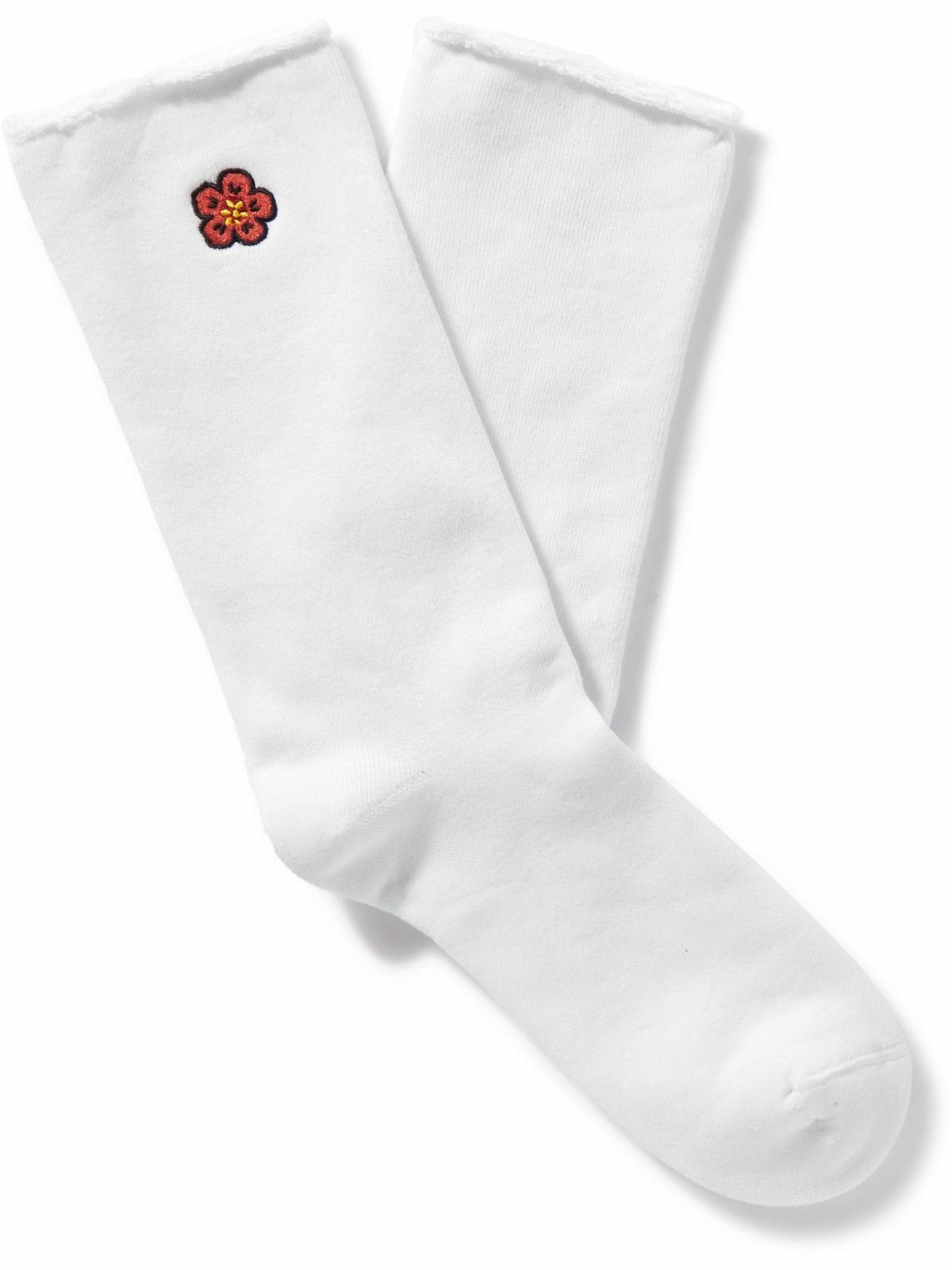 KENZO - Embroidered Cotton-Blend Socks - White Kenzo