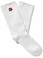 KENZO - Embroidered Cotton-Blend Socks - White