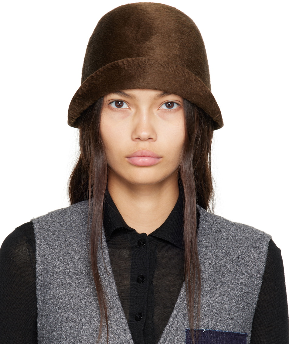 Mame Kurogouchi Brown Felted Cloche Hat Mame Kurogouchi