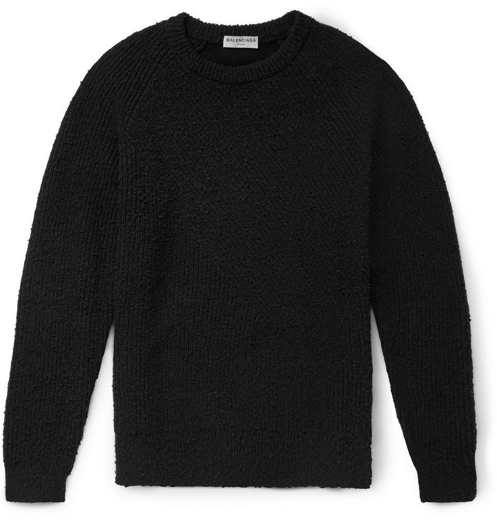 Photo: Balenciaga - Distressed Cotton-Blend Sweater - Men - Black
