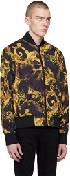 Versace Jeans Couture Black & Yellow Watercolor Couture Reversible Bomber Jacket