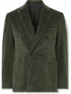 Canali - Kei Unstructured Double-Breasted Cotton-Blend Corduroy Suit Jacket - Green