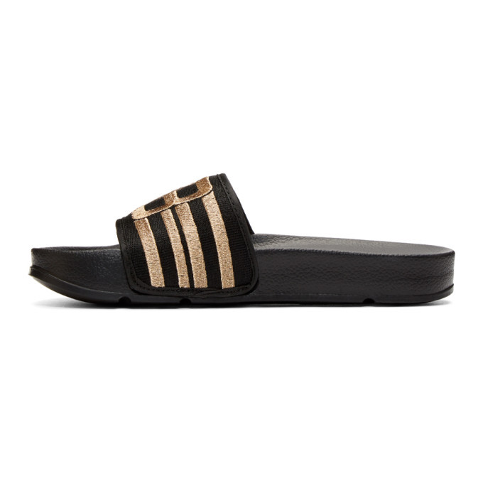 Baja East Black and Gold Fila Edition Drifter Slides Baja East