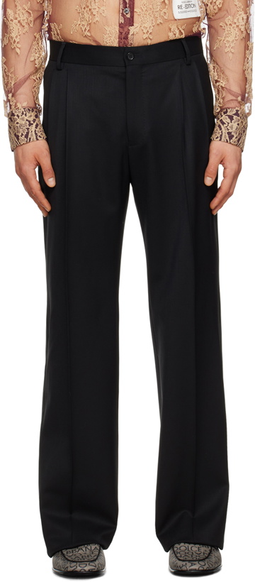 Photo: Dolce & Gabbana Black Straight-Leg Trousers