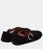 Alaïa Criss Cross velvet ballet flat