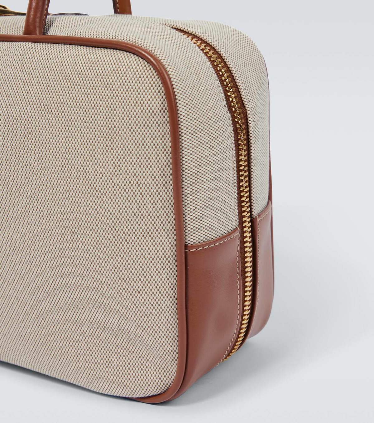 Miu Miu Logo leather-trimmed canvas tote bag