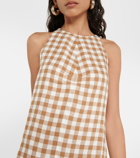 Asceno Antigua checked linen mini dress