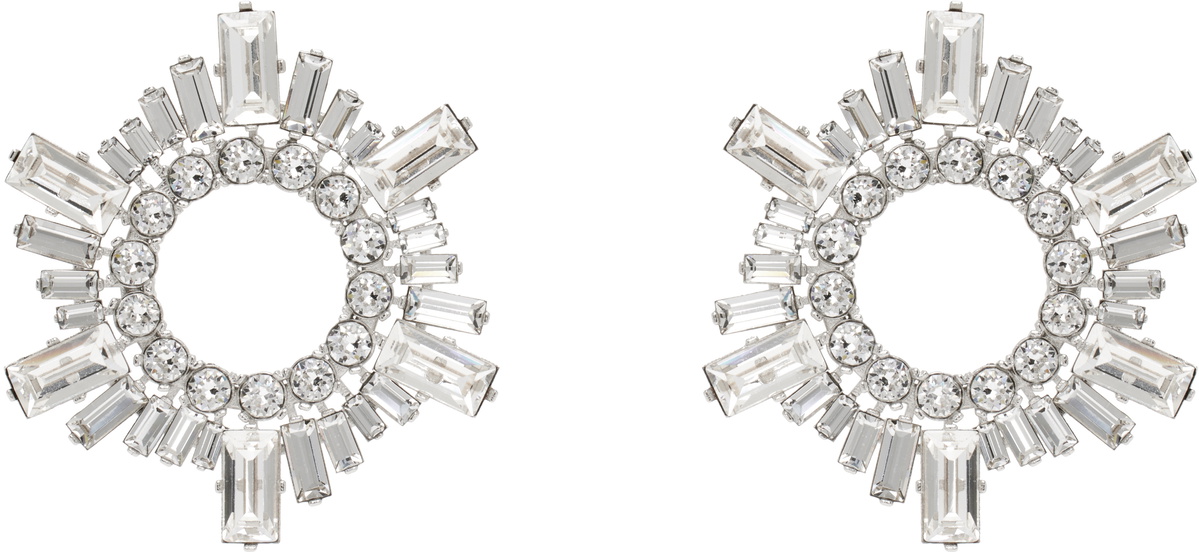 Amina Muaddi Silver Begum Mini Earrings