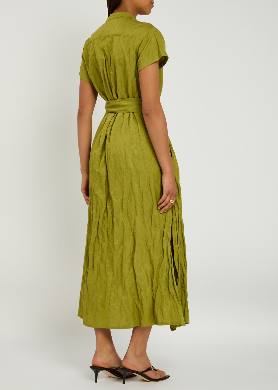 Forte_forte Crinkled Cotton-blend Midi Dress Mid Green