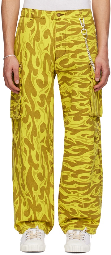 Photo: ERL Yellow Printed Cargo Pants