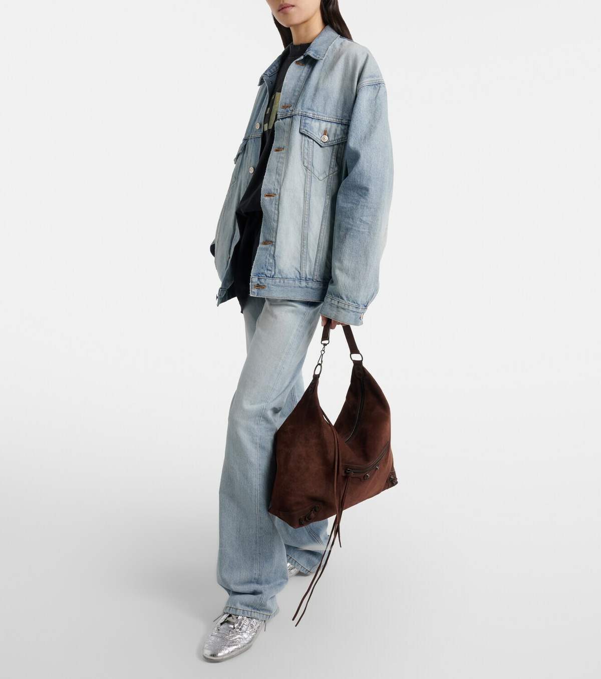 Balenciaga Le City suede shoulder bag