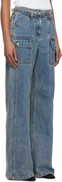 3.1 Phillip Lim Blue Wide-Leg Belted Cargo Jeans