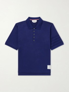 Thom Browne - Striped Logo-Appliqué Cotton-Jersey Polo Shirt - Blue