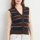 Samsøe Samsøe Women's Sajeanne Hairy Knit Vest Top in Black Coffee Stripe
