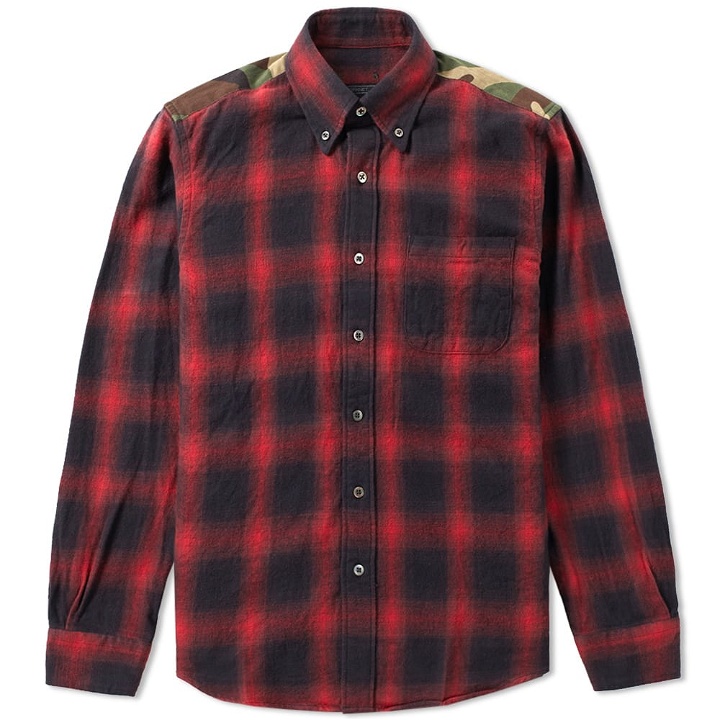 Photo: SOPHNET. Camouflage Panel Ombre Check Shirt